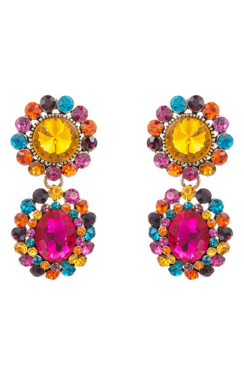 Cascade Crystal Double Drop Earrings