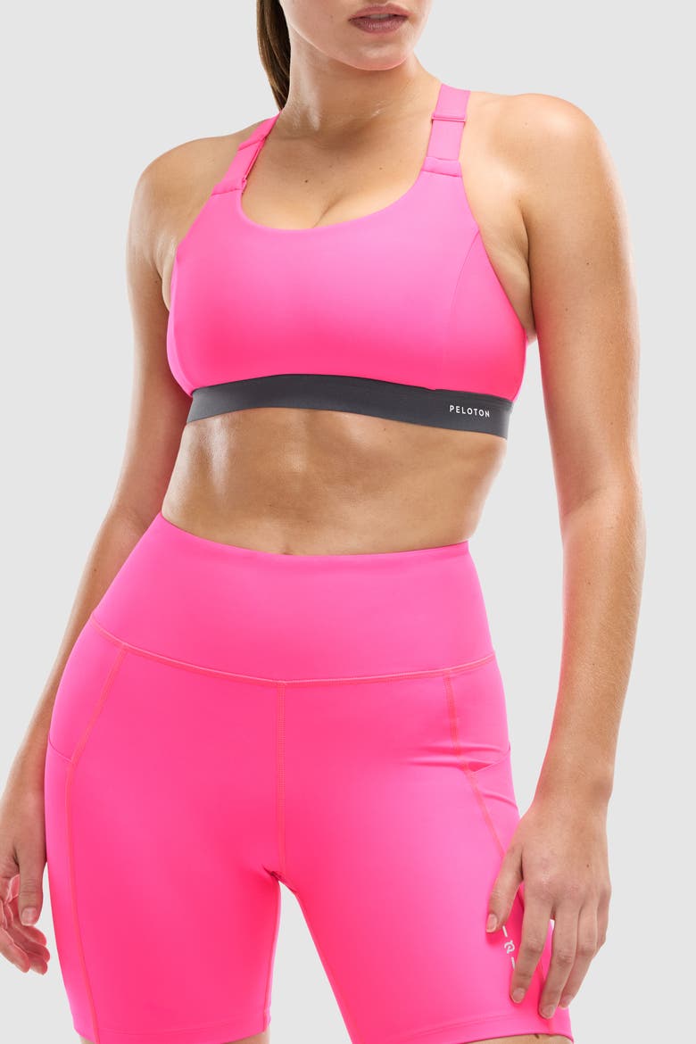 PaceForm Enhanced Support Racerback Bra, Main, color, Hot Pink