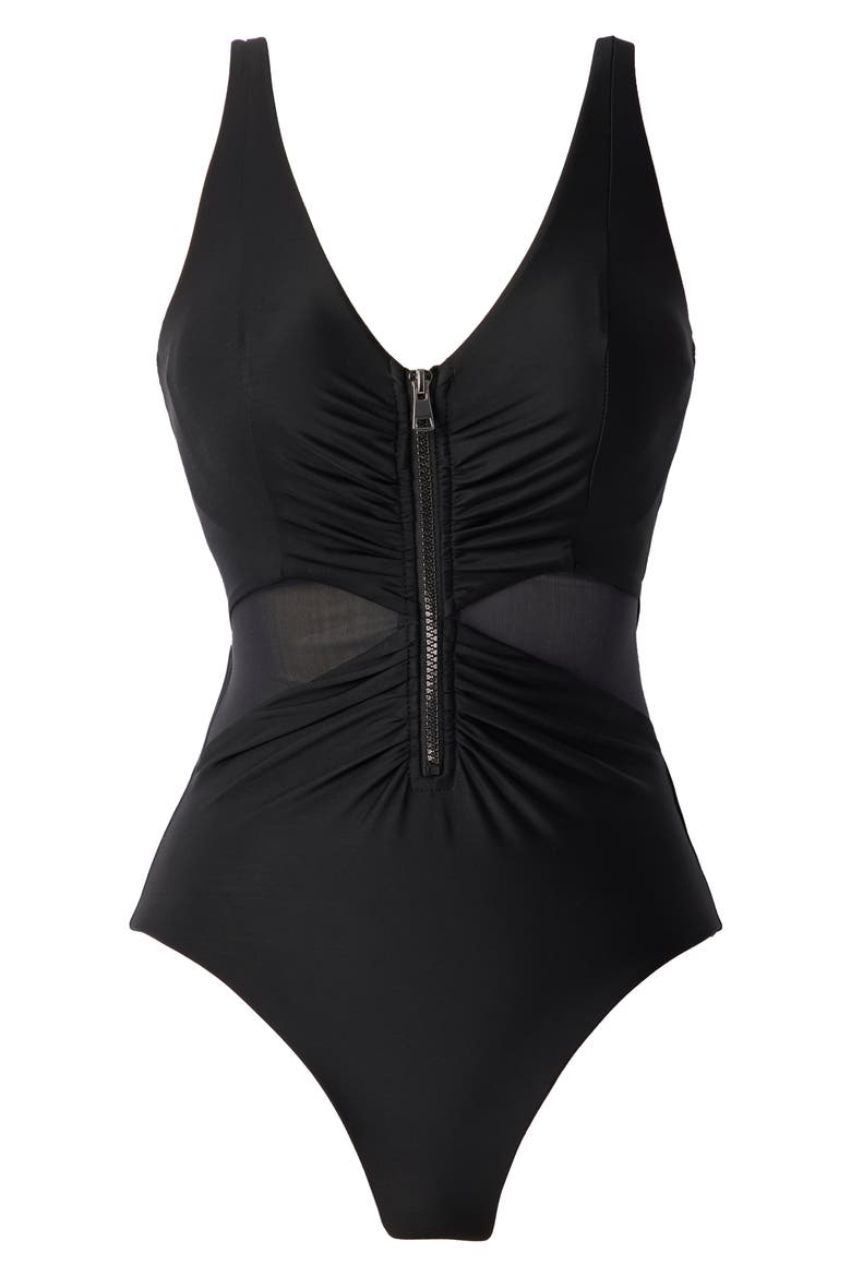 Network News Vive Underwire One-Piece Swimsuit, Alternate, color, BLACK