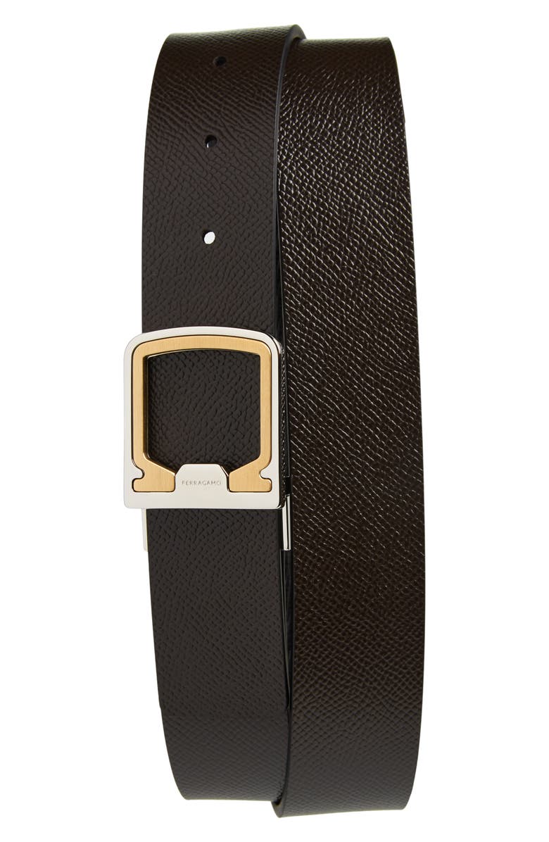 FERRAGAMO Reversible Inset Gancio Leather Belt, Alternate, color, 