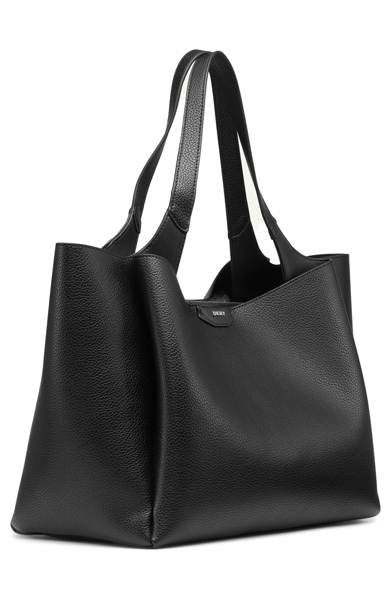 DKNY Willa Pebbled Tote Bag, Alternate, color, Black/ Silver