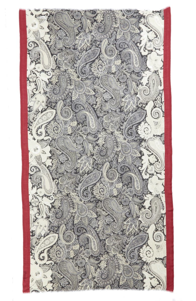 Etro Stamp Paisley Print Cashmere Wrap, Alternate, color, 