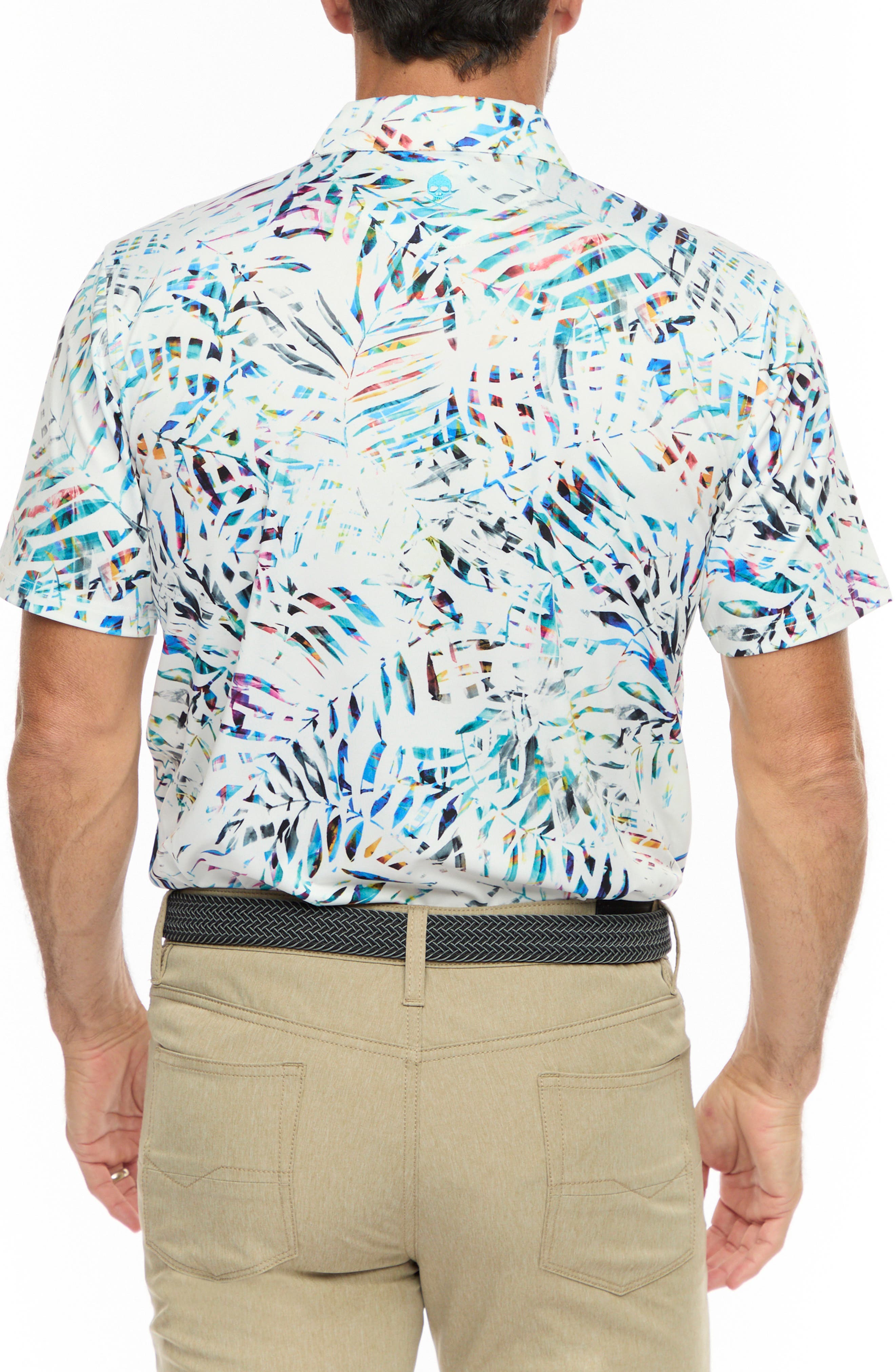 Island Palm Leaf Print Performance Golf Polo - image 2