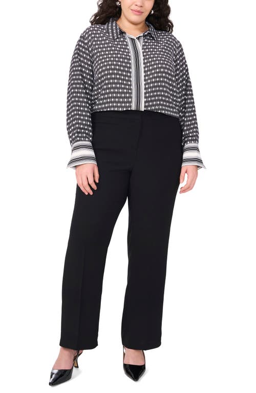 VINCE CAMUTO VINCE CAMUTO CONTRAST ACCENT GEO PRINT BUTTON-UP SHIRT 