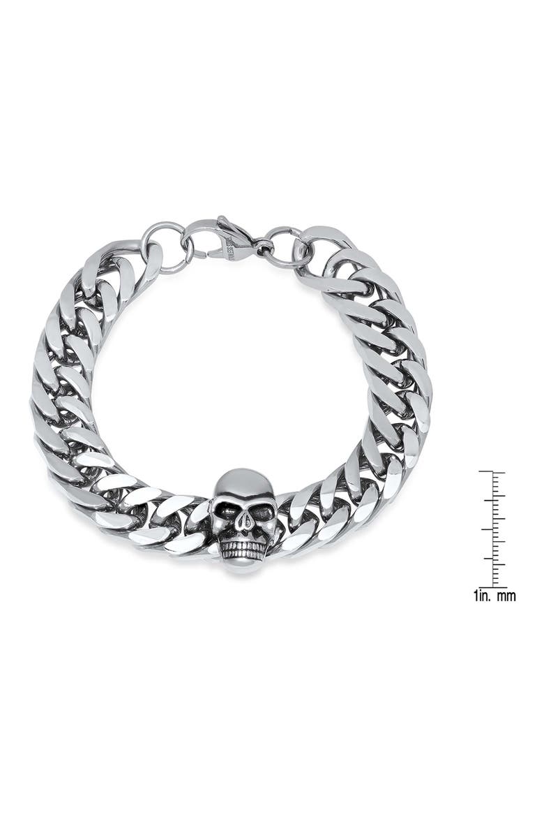 Skull Charm Bracelet, Alternate, color, SILVER