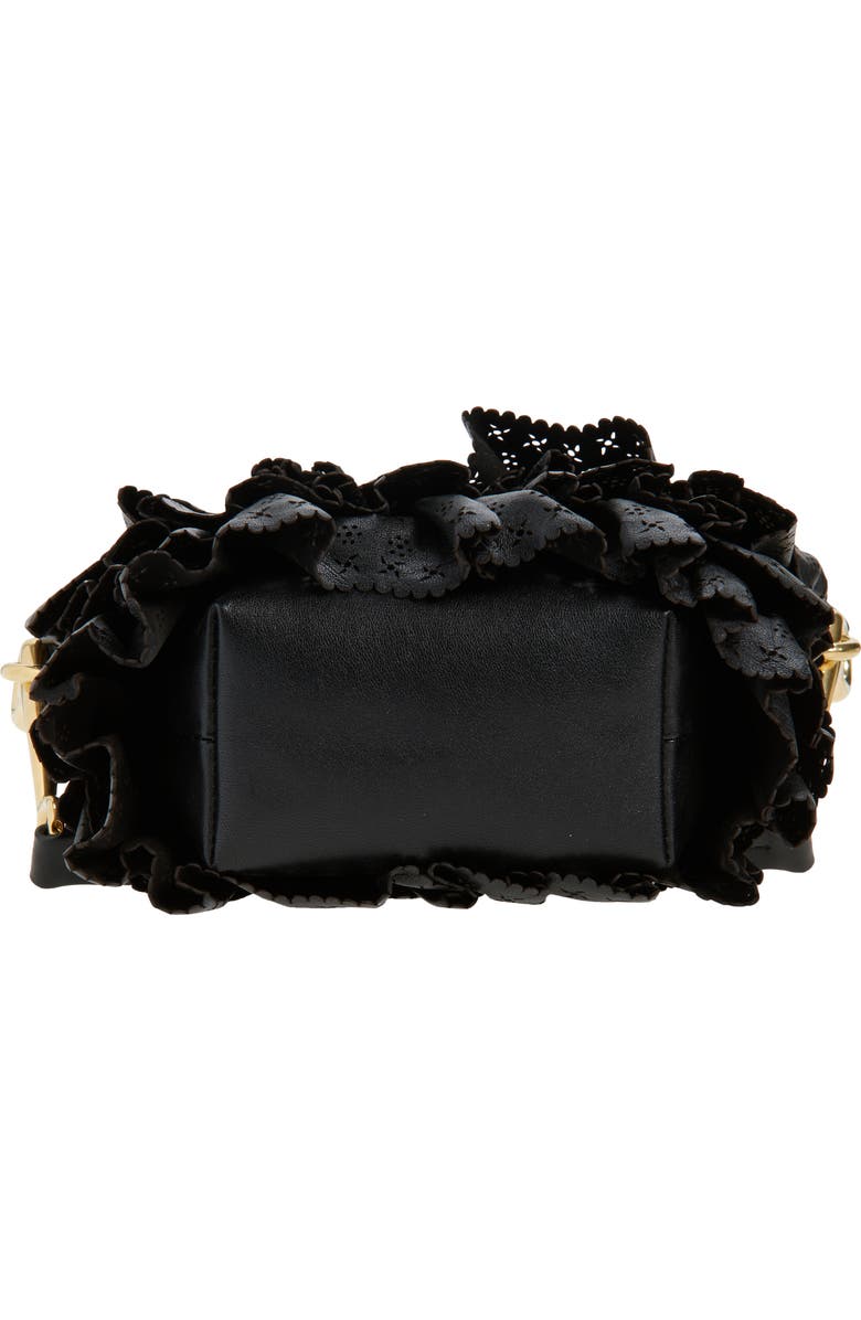 Burberry Mini Ruffle Leather Bag, Alternate, color, Black