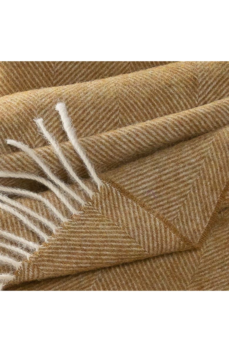 Prince of Scots Southampton Home Shetland Lambswool Herringbone Throw, Alternate, color, Gold