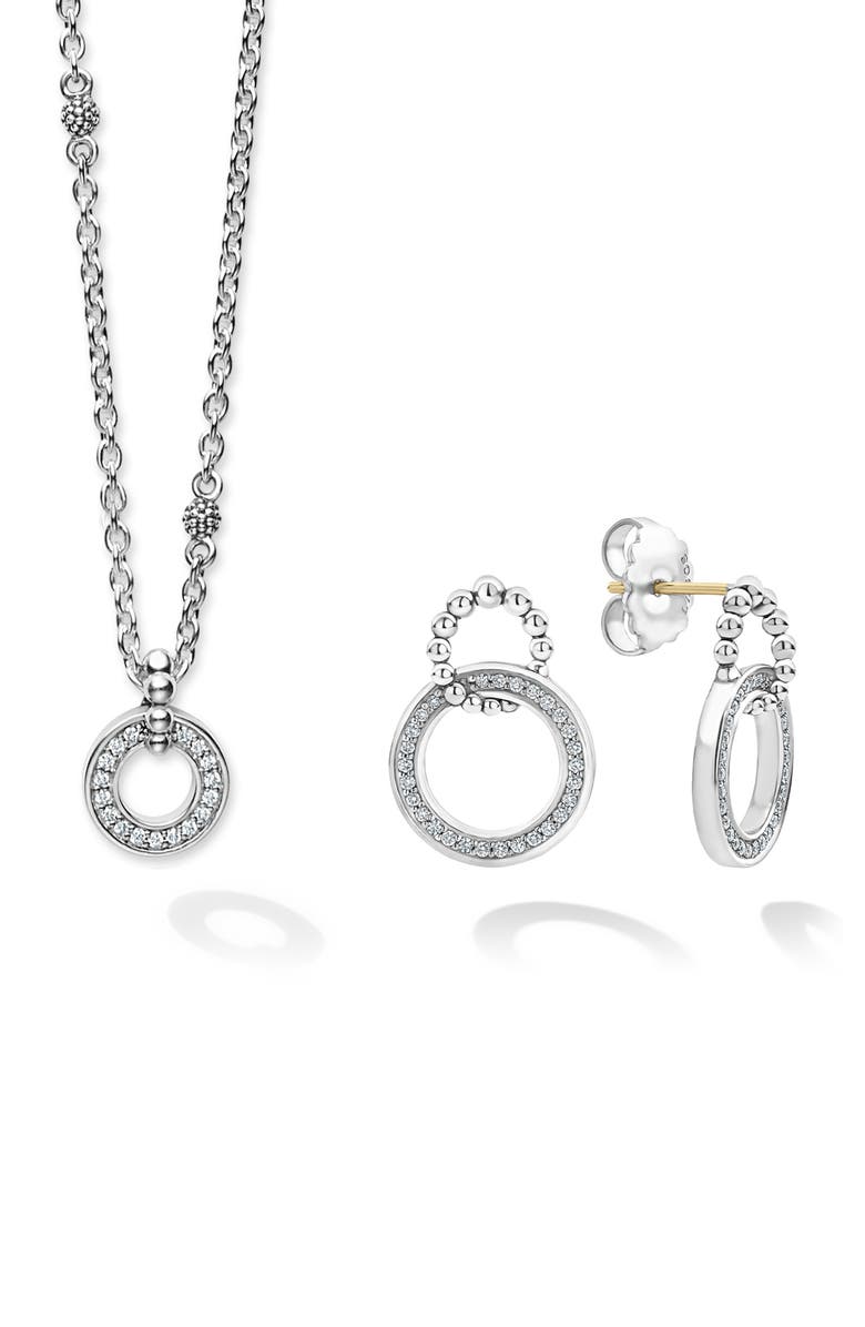 LAGOS Caviar Spark Diamond Pendant Necklace & Earrings Gift Set, Main, color,