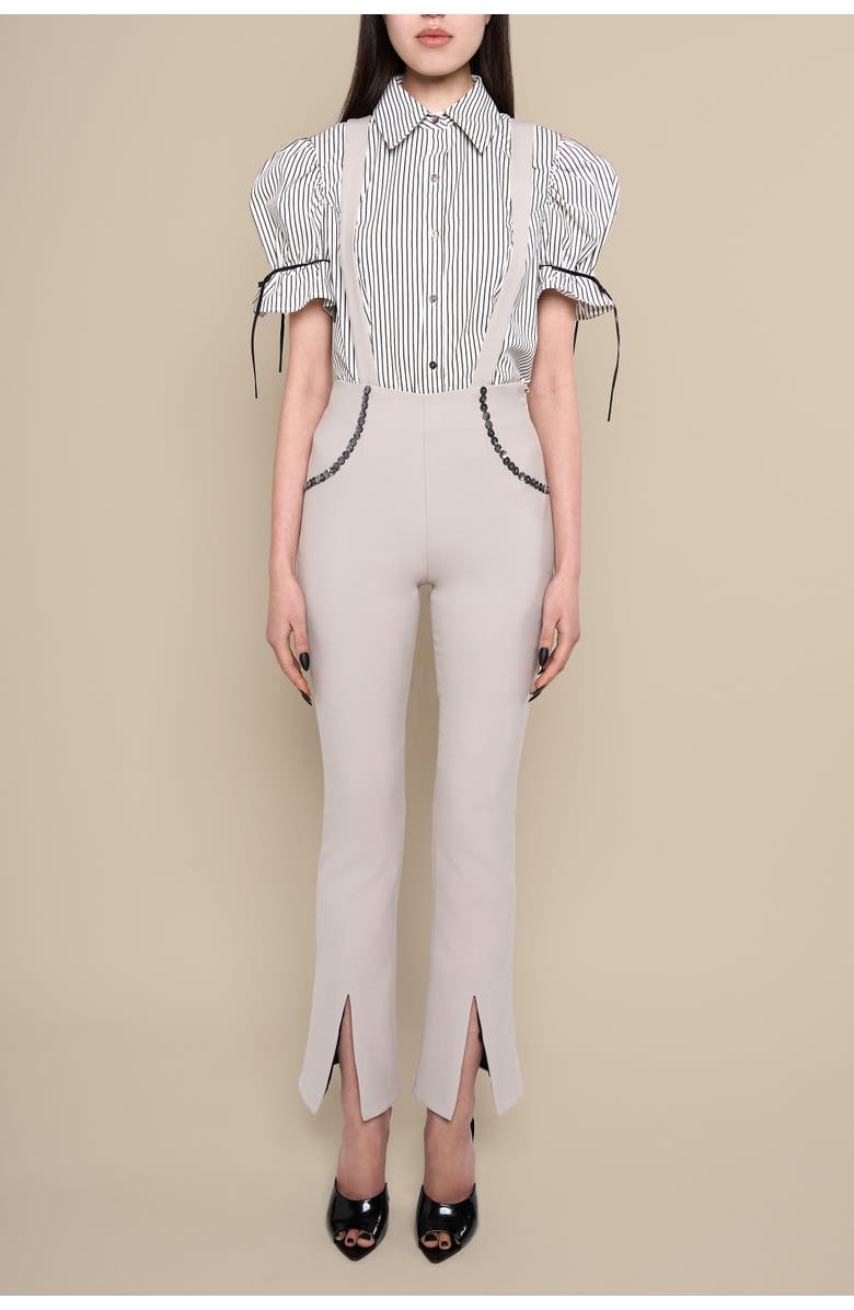 Contessa Mills Ginny Slim-Fit Flared Removable Suspender Trousers, Alternate, color, Grey