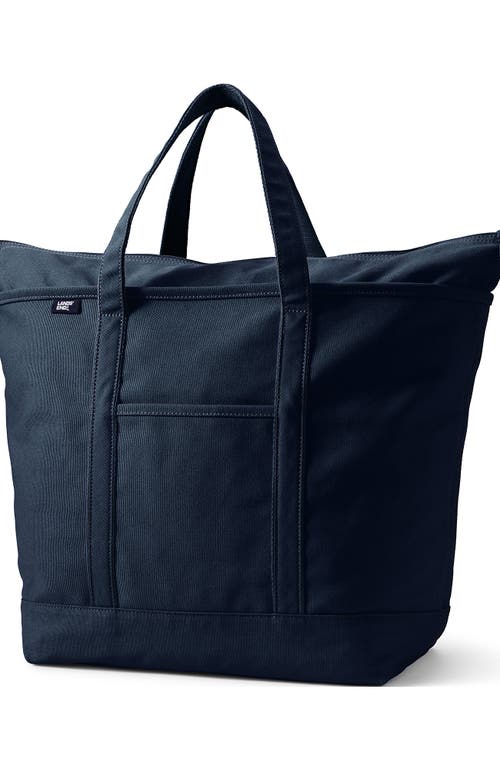 Lands' End Zip Top Canvas Tote Bag In Radiant Navy
