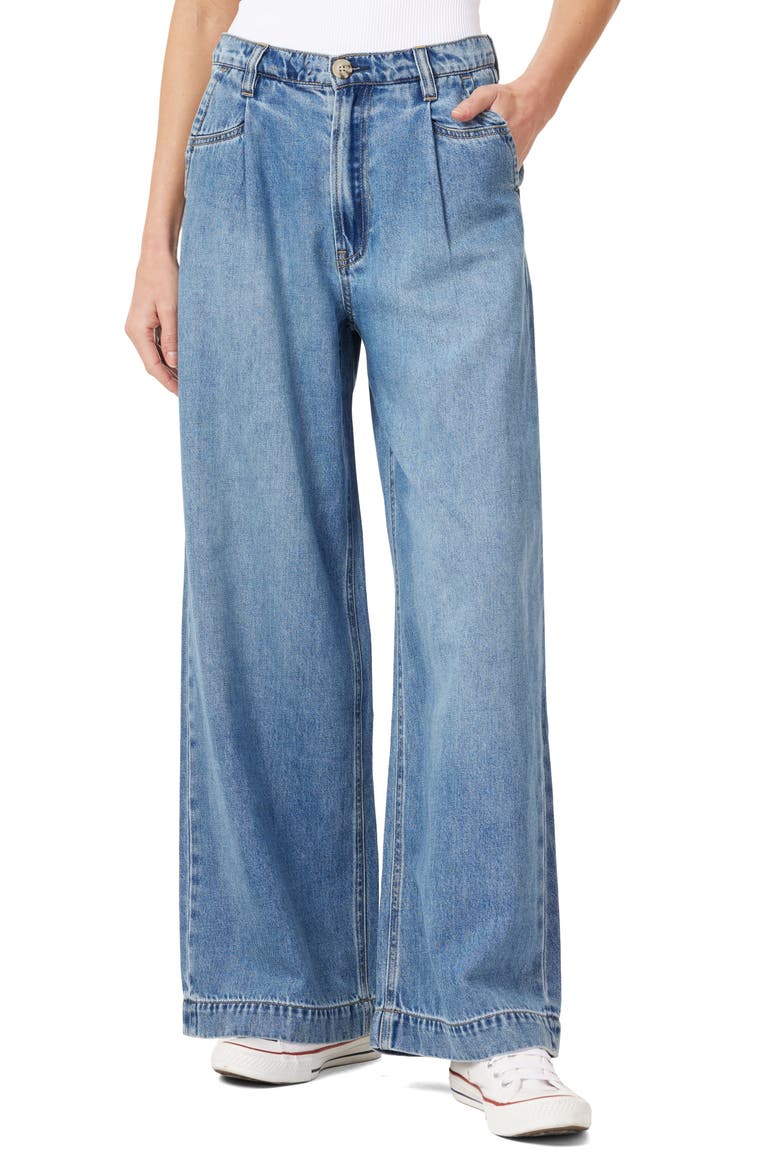 Pleated High Waist Wide Leg Trouser Jeans, Main, color, FLATIRON
