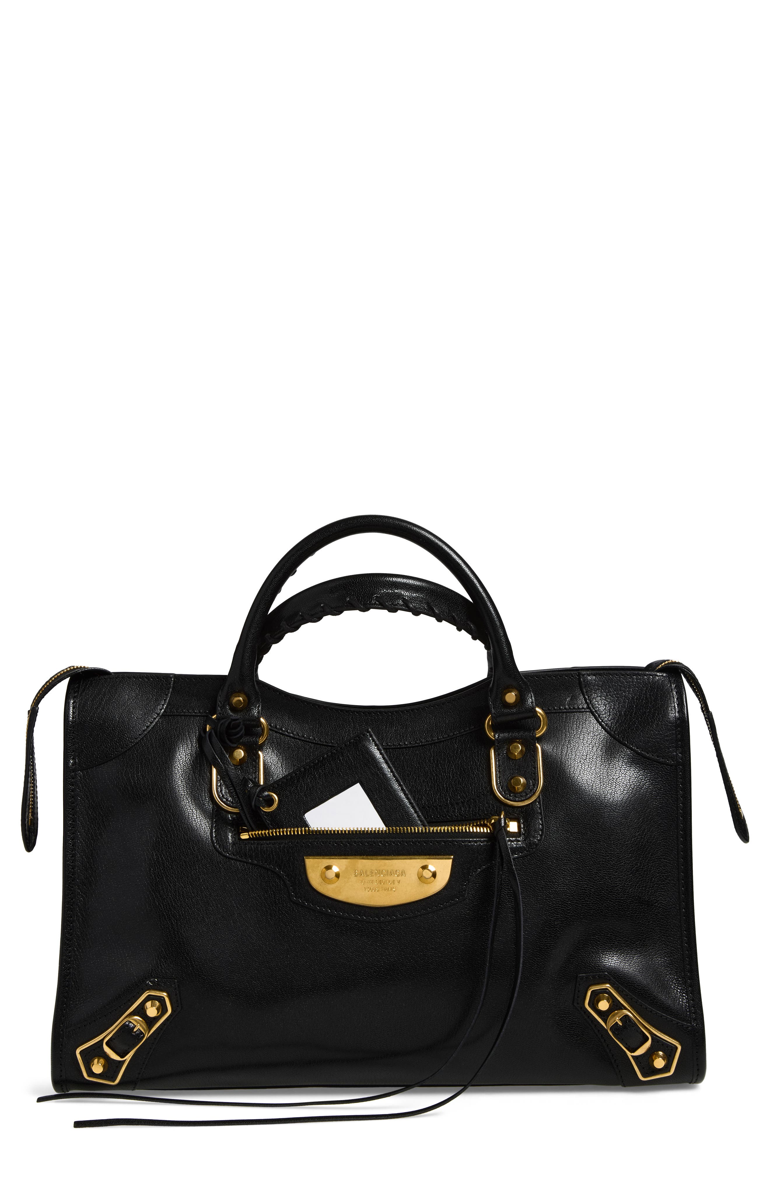 Medium Le City Uptown Leather Top Handle Bag, Main, color, 1000 BLACK