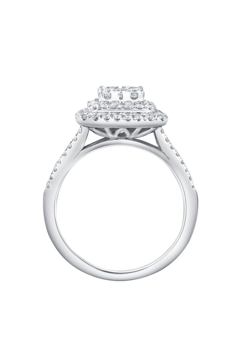 Caelisse 1.25 Ct 14K Gold Cushion Halo Diamond Ring, Alternate, color, 14K White Gold