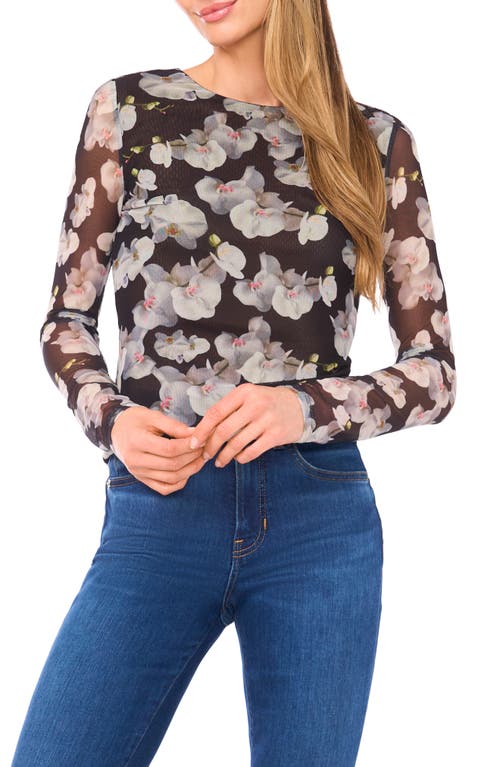 Ted Baker Floral Mesh Top In Multi