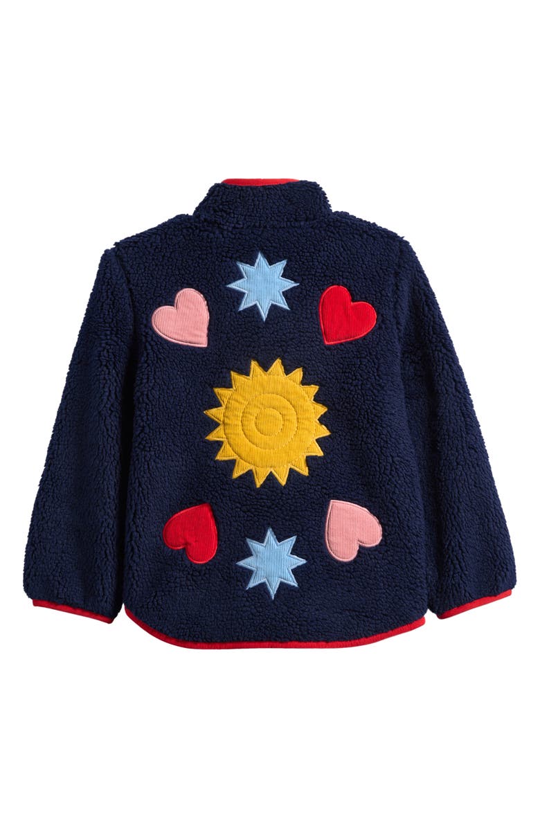 Mini Boden Kids' Eden Appliqué Textured Fleece Jacket, Alternate, color, Celestial Applique Shapes
