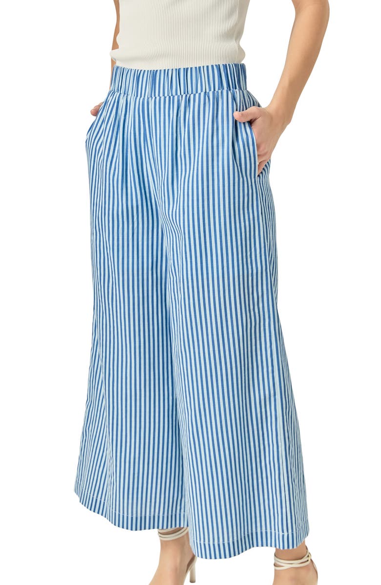 English Factory Stripe Wide Leg Pants, Alternate, color, Blue