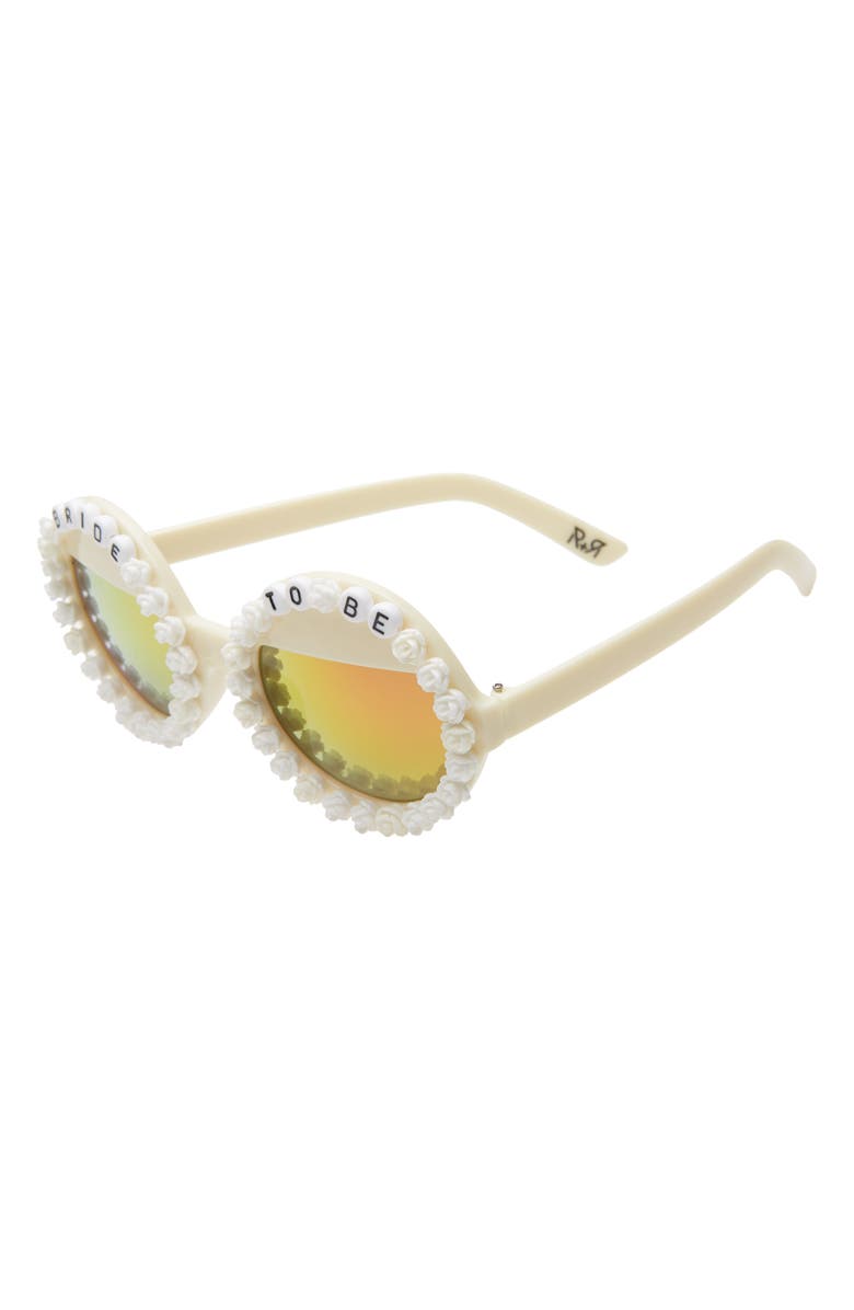 Rad + Refined Bride To Be Round Sunglasses, Alternate, color, White/ Orange Mirrored