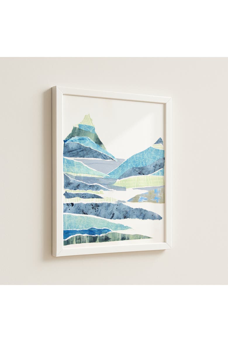 Layered Mountain Small Framed Print, Alternate, color, Blue