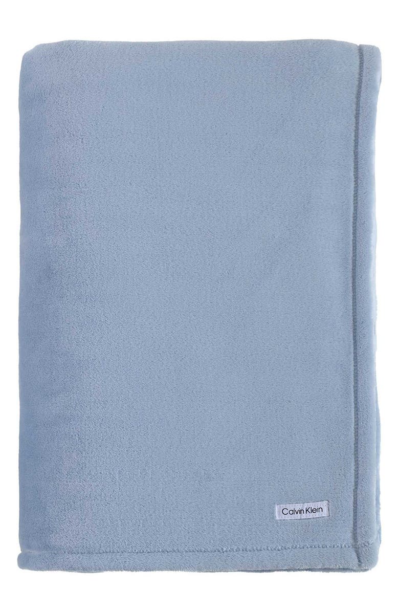 Calvin Klein Home Core Plush Blanket, Main, color, Medium Blue