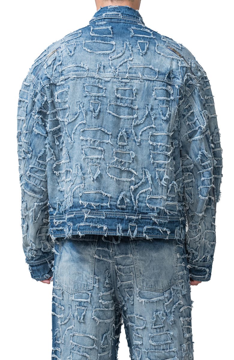AlphaStyle Alida Burnout Denim Jacket, Alternate, color, Blue