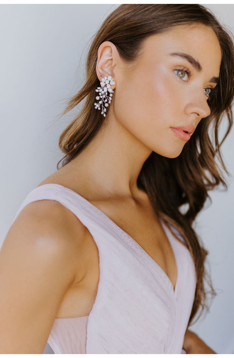 Untamed Petals Moore Freshwater Pearl Earrings, Alternate, color, Silver