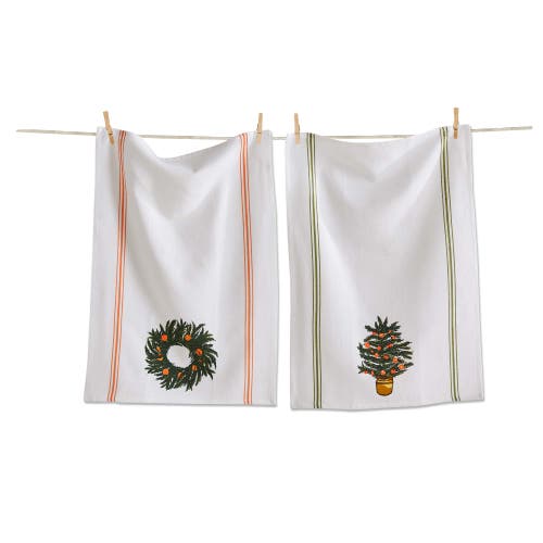 Tag Citrus Tree Wreath Dishtowel Set Cotton Kitchen Towels In White