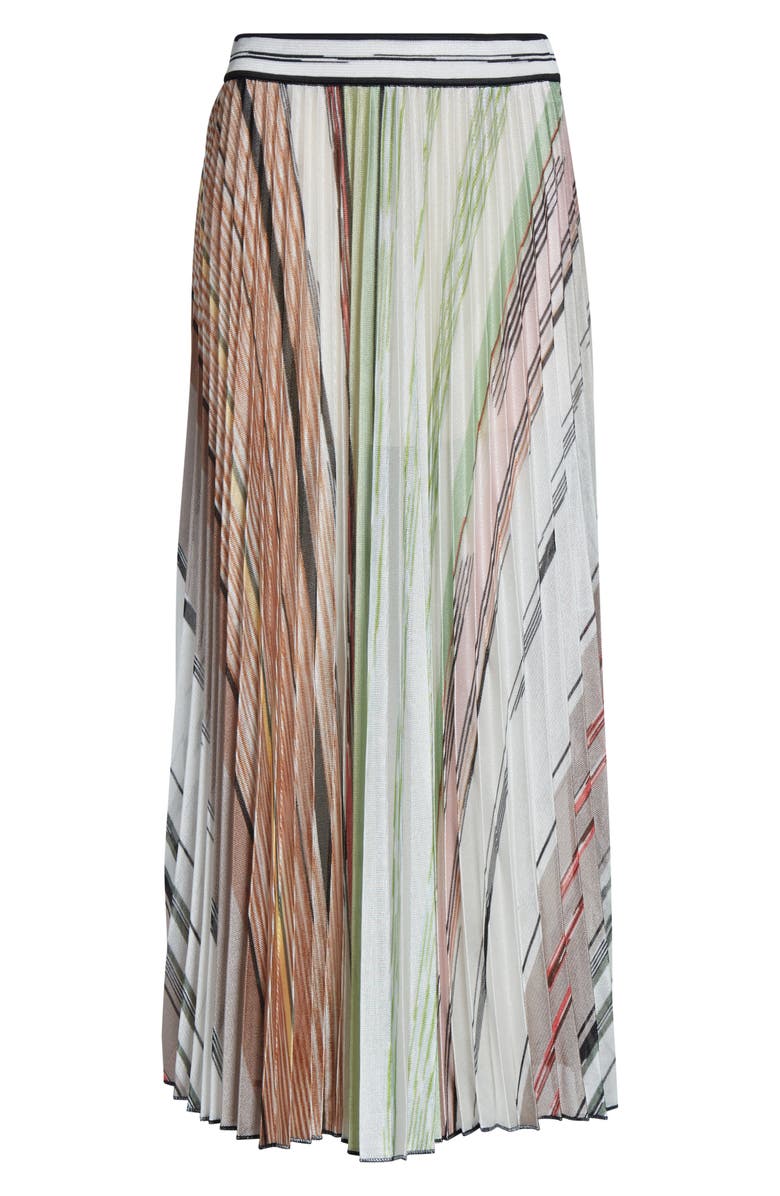 Missoni Flame Space Dye Stripe Pleated Midi Skirt, Main, color, Green Brown Tones