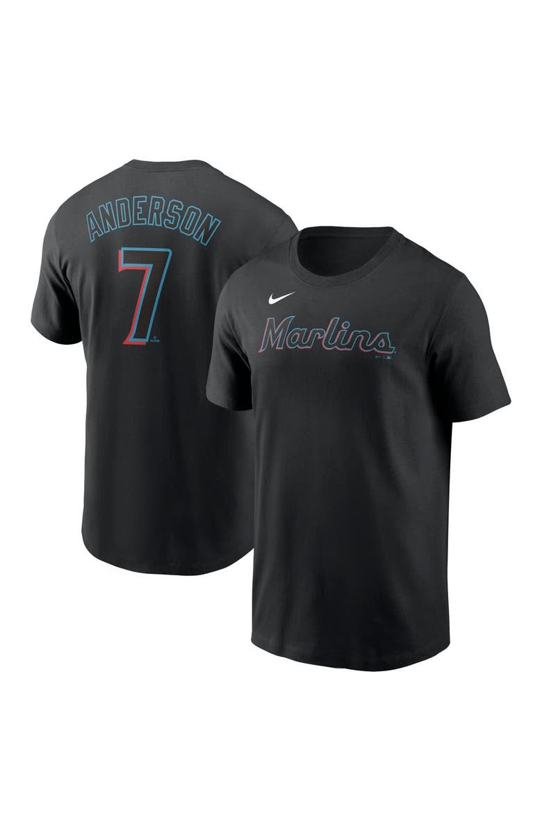 Nike Men's Nike Tim Anderson Black Miami Marlins Fuse Name & Number T-Shirt, Main, color, 
