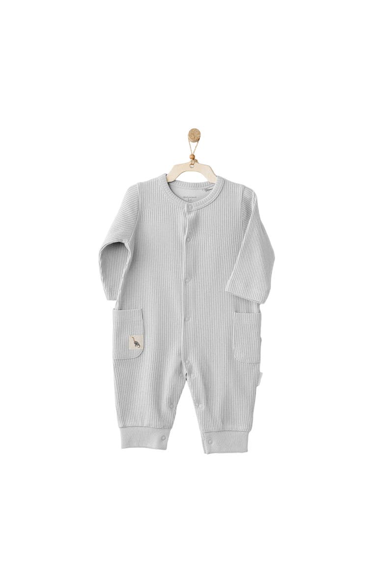Andy Wawa Ribbed Giraffe Pocket Romper, Alternate, color, Grey