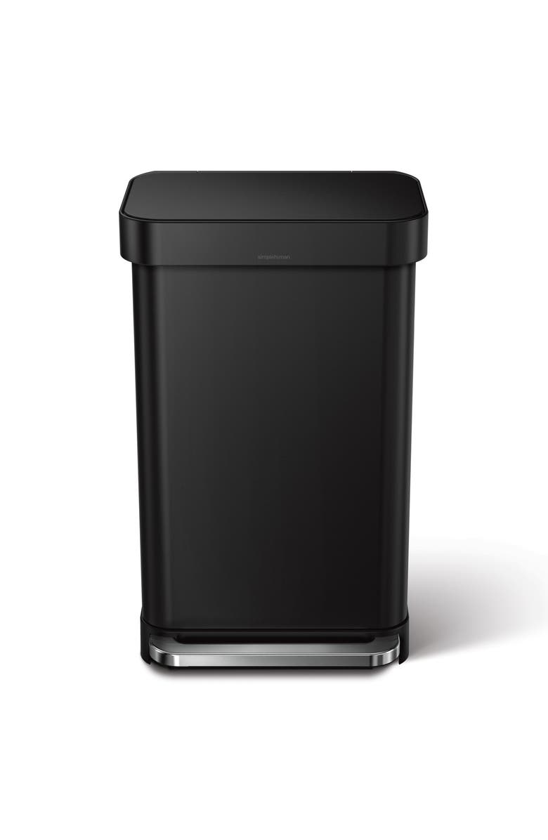 simplehuman 45L rectangular step can with liner pocket, Alternate, color, Matte Black