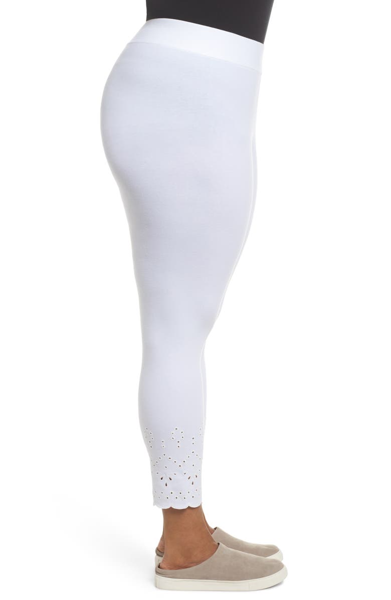 Hue Eyelet Hem Knit Jeggings, Alternate, color, 