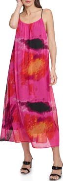 DKNY Abstract Print Chiffon Maxi Dress