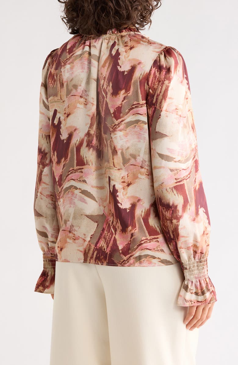 DKNY Printed Long Sleeve Top, Alternate, color, Travertine/ City Clay Multi