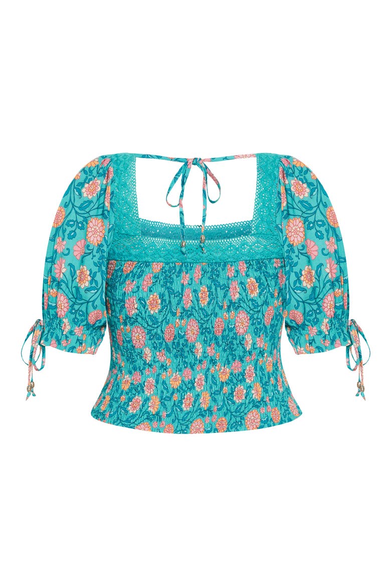 Aurora Puff Sleeve Top, Alternate, color, TURQUOISE
