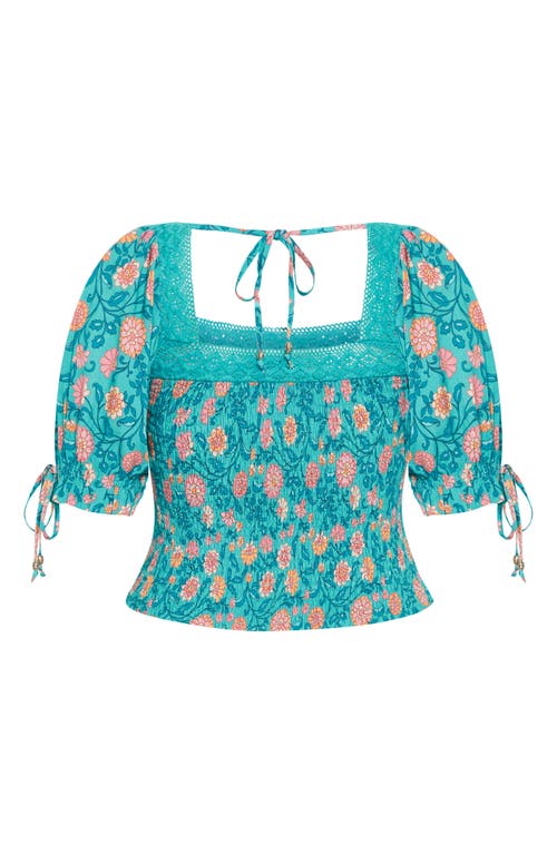 City Chic Aurora Puff Sleeve Top In Green