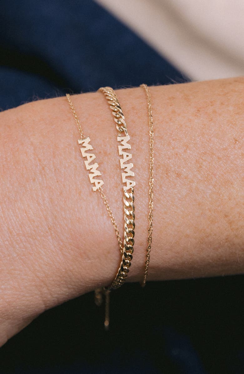 Zoë Chicco Mama Pendant Bracelet, Alternate, color, 14K Yellow Gold