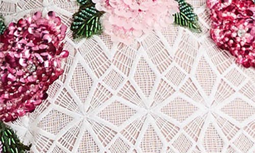Helsi Domenique Floral Sequin Embroidered Midi Dress In White