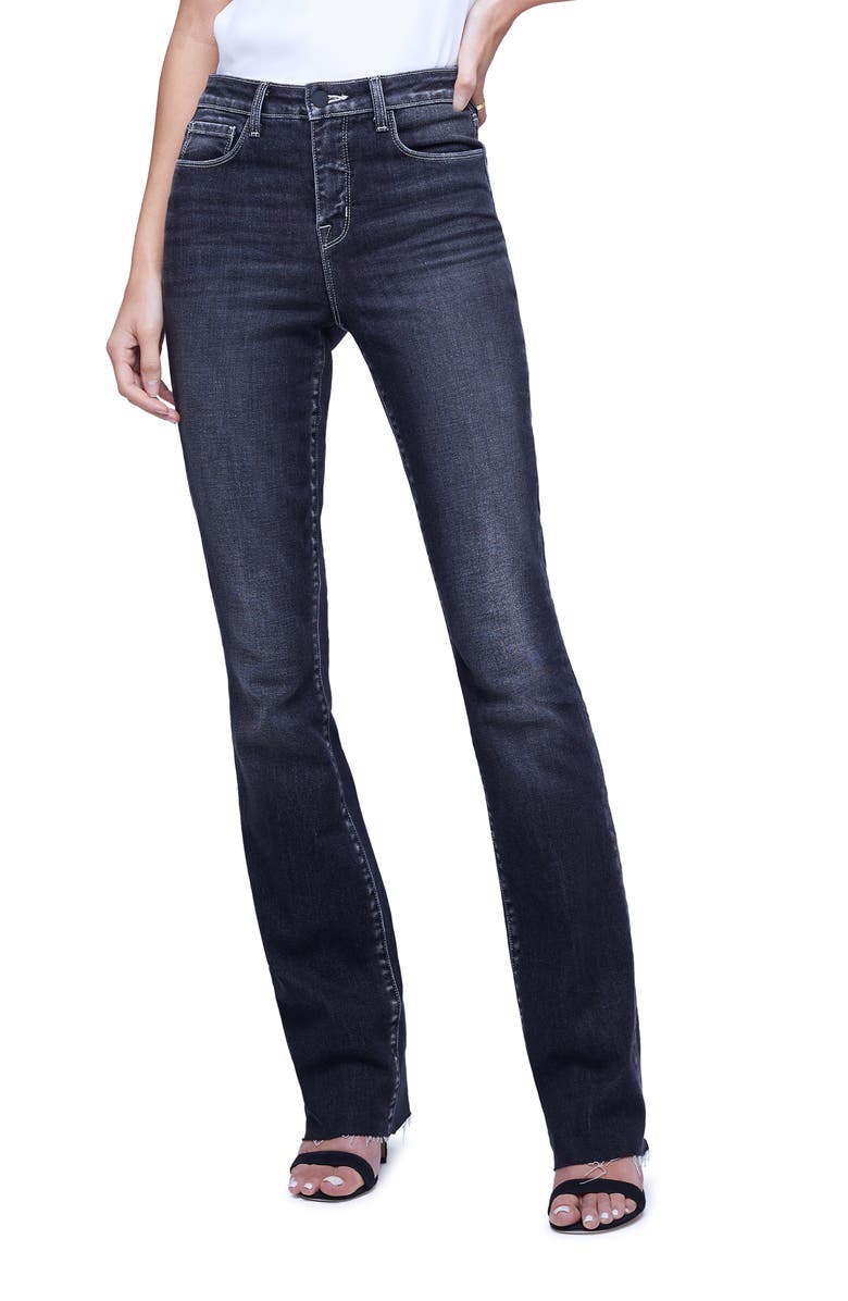 L'AGENCE Ruth High Waist Raw Hem Straight Leg Jeans, Main, color, 