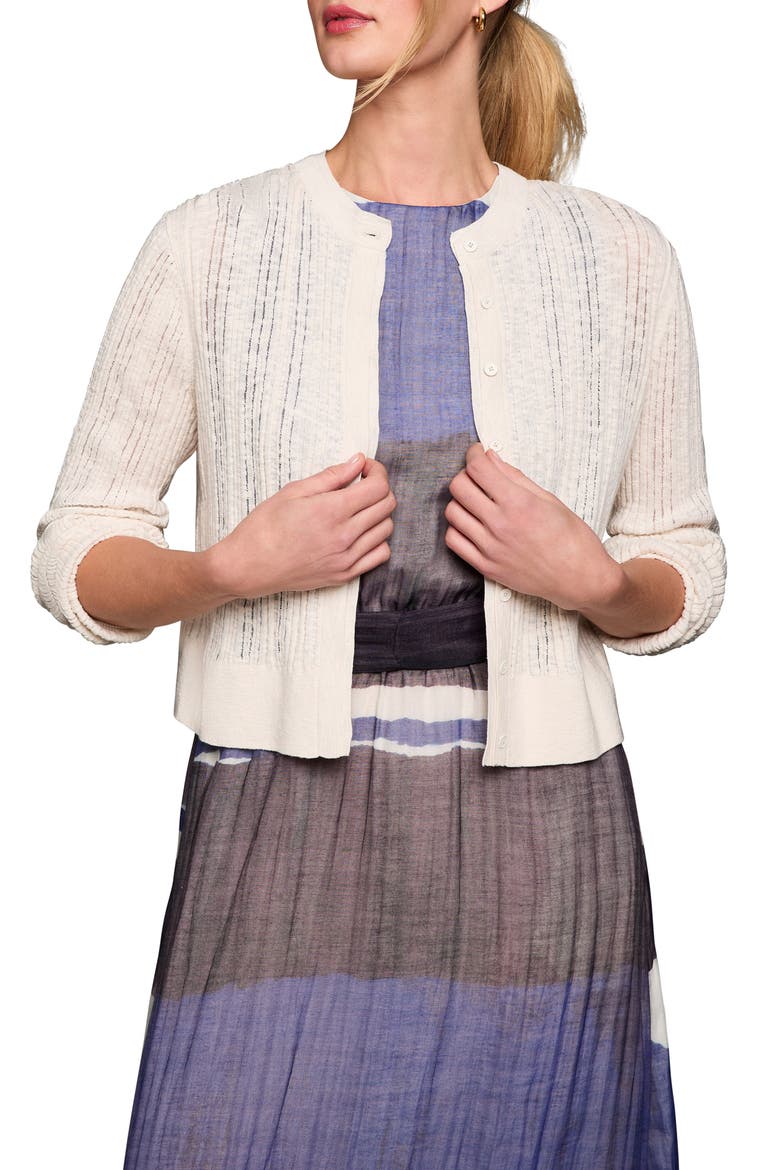 Pointelle Stitch Cardigan, Main, color, COCONUT