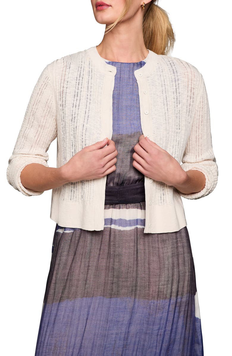 NIC+ZOE Pointelle Stitch Cardigan, Main, color, Coconut