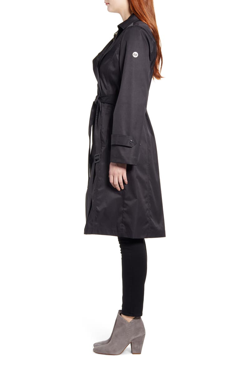 Hooded Water Resistant Trench Coat, Alternate, color, BLACK
