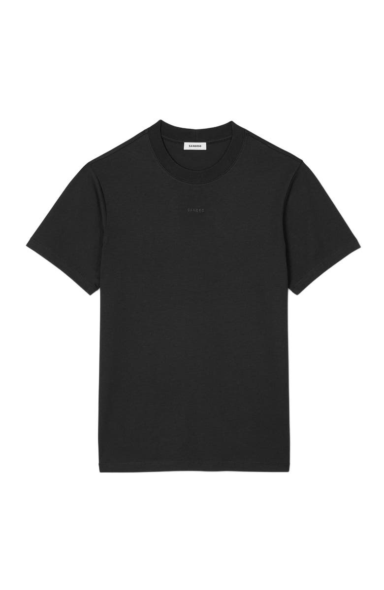 SANDRO Cotton T-shirt with logo, Alternate, color, Black