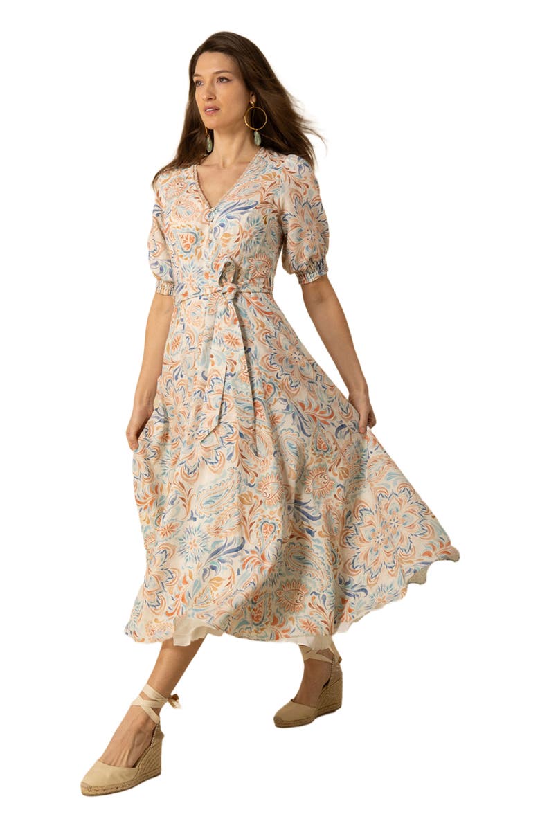 Hale Bob Faye Linen Maxi Dress, Alternate, color, 