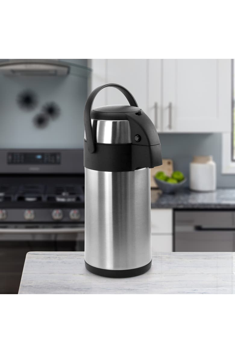3.17 Quart Stainless Steel Airpot Hot Water Dispenser for Coffee and Tea, Alternate, color, Silver