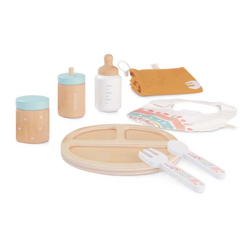 Miniland Wooden Feeding Set Doll Accessory Play Set in Beige Multi 