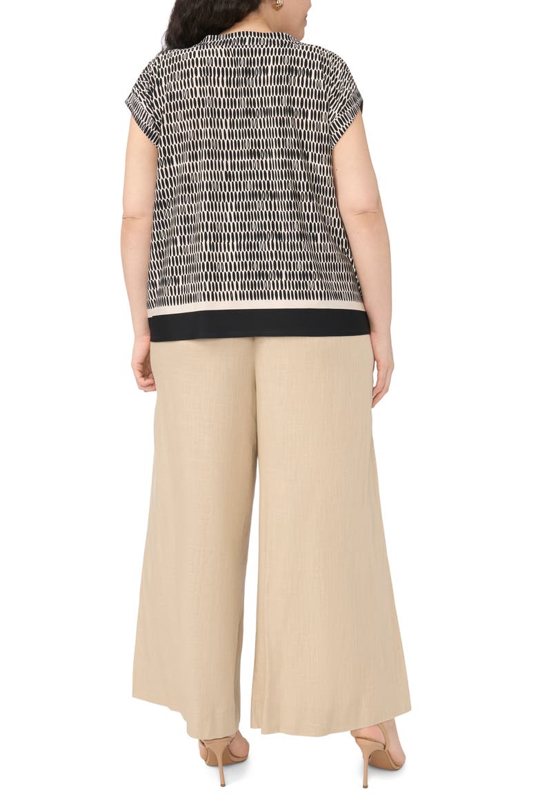 Geometric Print Crepe Top, Alternate, color, RICH BLACK