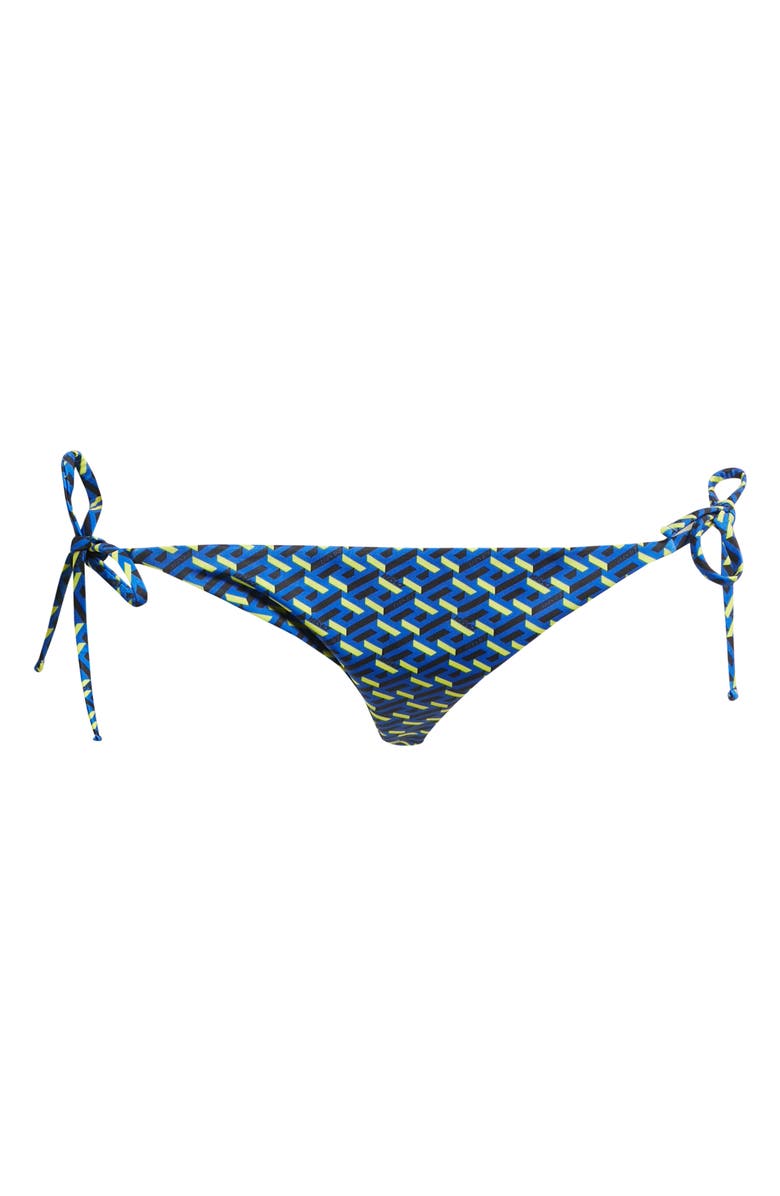 Versace La Greca Monogram Print Side Tie Bikini Bottoms, Alternate, color, 