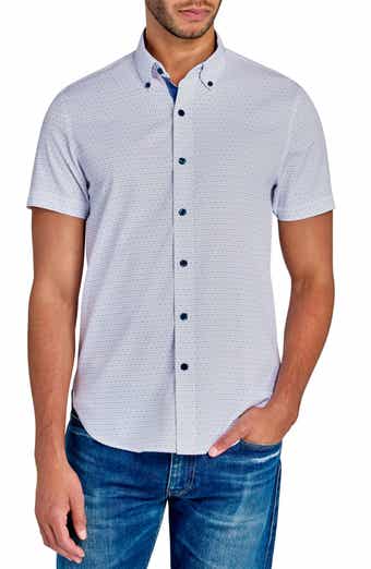 CONSTRUCT Slim Fit Microdot Short Sleeve 4-Way Stretch Performance Button-Down Shirt
