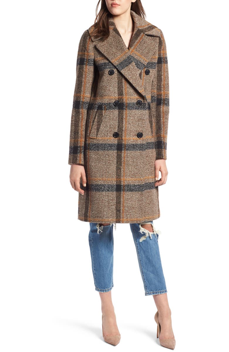 KENDALL + KYLIE Double Breasted Coat, Alternate, color, 