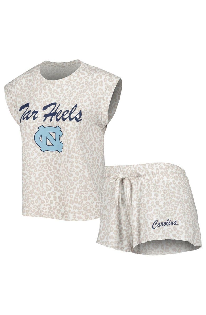 CONCEPTS SPORT Women's Concepts Sport Cream North Carolina Tar Heels Montana T-Shirt & Shorts Sleep Set, Main, color, Cream